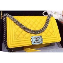 Best Replica Chanel Boy Flap Shoulder Bags Deer Skin Leather A67086 Yellow JK509zU69