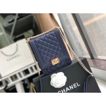 Boy chanel handbag Sheepskin & Gold-Tone Metal AS0130 dark blue JK4701VI95