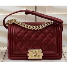 Chanel Boy Flap Shoulder Bag Burgundy Original Sheepskin Leather A67085 Gold JK274Bw85