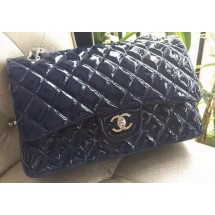 Chanel Classic Flap Bag Royal Original Patent Leather A1113 Silver JK208ff76