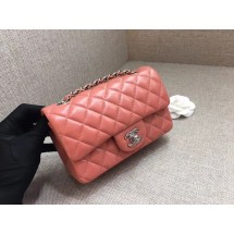 Chanel Classic MINI Flap Bag original Sheepskin Leather A1116 pink silver chain JK5173De45
