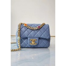 Chanel flap bag Lambskin Resin & Gold-Tone Metal AS2379 sky blue JK3545iZ66