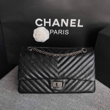 Chanel Flap Original Cowhide Leather 30225 black Silver chain JK4614bT70