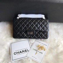 Chanel Flap Original Cowhide Leather 30225 black Silver chain JK5116hk64