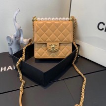 Chanel Flap Shoulder Bag Sheepskin Leather 77398 light tan JK4756EB28