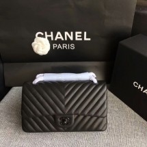 Chanel Flap Shoulder Bags Black Original Sheepskin CF1112 JK5878tL32