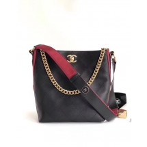 Chanel Hobo Handbag Calfskin Grosgrain & Gold Tone Metal A57576 black JK4964Lo54