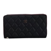 Chanel Matelasse Zip Around Wallet Cannage Pattern A2618 Black JK1483wn15