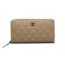 Chanel Matelasse Zip Around Wallet Cannage Pattern A50097 Apricot JK1510Fh96