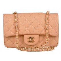 Chanel mini Classic Flap Bag Apricot Cannage Pattern 1117 Gold JK1106Wi77