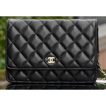 Chanel mini Flap Bag Black Sheepskin Leather A33814 Gold JK739fo19