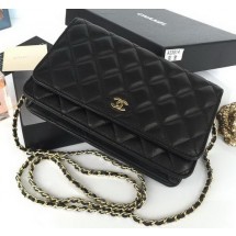 Chanel mini Flap Bag Black Sheepskin Leather A33814S Gold JK147Qu69
