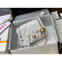 Chanel MINI Flap Bag Original Sheepskin Leather AS1786 White JK4042nB26