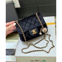 Chanel mini flap bag with Velvet Strass & Gold-Tone Metal AS1786 black JK3427KX51