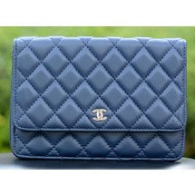 Chanel mini Flap Bags Blue Sheepskin Leather A33814 Silver JK559dN21