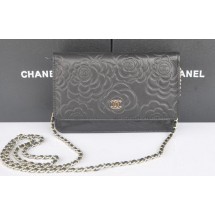 Chanel mini Flap Bags Camellia Sheepskin Leather A99301 Black JK407CI68