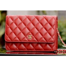 Chanel mini Flap Bags Red Sheepskin Leather A33814 Gold JK562NP24