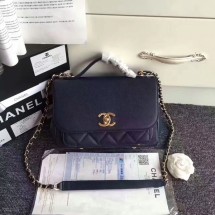 Chanel Original Calfskin Leather Shoulder Bag 8124 Dark Blue JK5719TL77