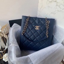 Chanel Original Lather Shopping bag AS2295 blue JK3641Yo25