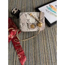 Chanel Original Small Snake skin flap bag AS1115 light grey JK4093xa43