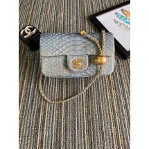 Chanel Original Small Snake skin flap bag AS1116 grey JK4091Oj66