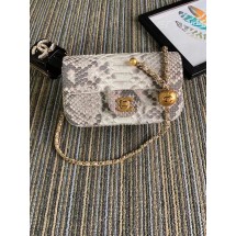 Chanel Original Small Snake skin flap bag AS1116 light grey JK4090Mc61