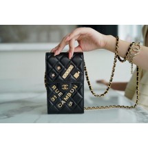 CHANEL Shoulder Micro Mini Bag On Chain AP2288 Black JK3180iZ66