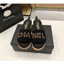 Chanel Slipper Shoes CH27963 Black JK5853rh54