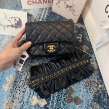 Chanel small flap bag Lambskin & Gold-Tone Metal AS2203 black JK3777UM91