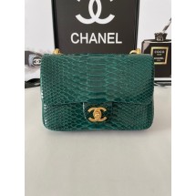 Chanel SMALL FLAP BAG Snakeskin & Gold-Tone Metal AS3214 green JK2295sY95