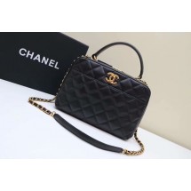 Chanel Tote Bag Black Original Sheepskin Leather A92239 Gold JK5336bm74