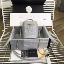CHANEL vanity case Gold-Tone Metal AS1336 grey JK4116HB29