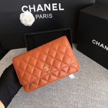 Chanel WOC Flap Bag Orange Original Sheepskin Leather 33814 Glod JK5830ER88