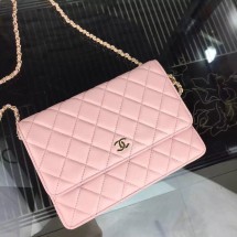 Chanel WOC mini Flap Bag Original Lambskin Leather A5373 Pink JK443dw37