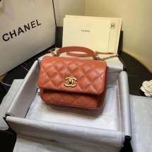 Cheap Chanel flap bag Grained Calfskin & Gold-Tone Metal AS1155 orange JK4338ZZ98