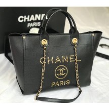 Copy 1:1 Chanel original Calfskin Leather Tote Bag 78901 black JK4980xD64