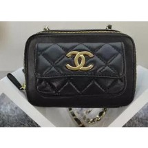 Designer Replica Chanel Shoulder Bag Sheepskin Leather CHA8473 Black JK113CF36
