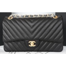 Fake Chanel 2.55 Series Flap Bag Lambskin Chevron Leather A1112CF Black JK533Qv16