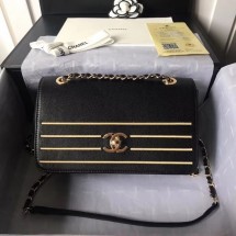 Fake Chanel Calfskin & gold-Tone Metal AS0100 black JK4710xR88