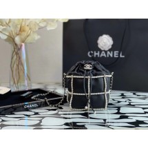 Fake Chanel drawstring bag Lambskin & Gold Metal AS2388 black JK3578EQ38