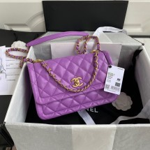 Fake Chanel Flap Bag Sheepskin & Gold-Tone Metal AP1737 Purple JK3551Sq37