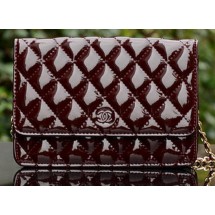 Fake Chanel mini Flap Bag Burgundy Patent Leather A33814 Gold JK735Hj78