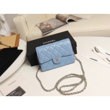 First-class Quality Chanel mini flap bag Grained Calfskin A84512 sky blue JK3430Sf41