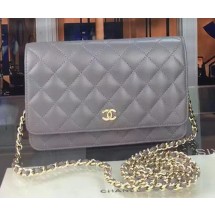 First-class Quality Chanel WOC mini Flap Bag Grey Sheepskin A5373 Gold JK88VJ28