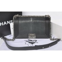 High Quality Replica Boy Chanel Flap Shoulder Bag Pearl Leather A66230 Black JK135aR54