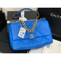 Hot chanel 19 large flap bag AS1162 Electric blue JK3596io40