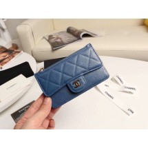 Imitation AAA Chanel classic card holder AP0374 blue JK1259RP55
