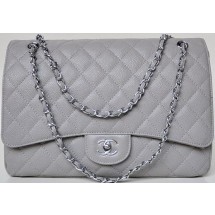 Imitation AAA Chanel Maxi Quilted Classic Flap Bag Grey Cannage Patterns A58601 Silver JK689kf15