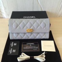 Imitation Chanel Boy Matelasse Long Wallet Cannage Pattern CHA5263 Grey JK1461Nj42