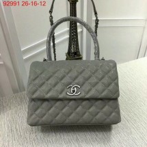 Imitation Chanel Caviar Leather Top Handle Bag 92991 Grey JK5825Xr29